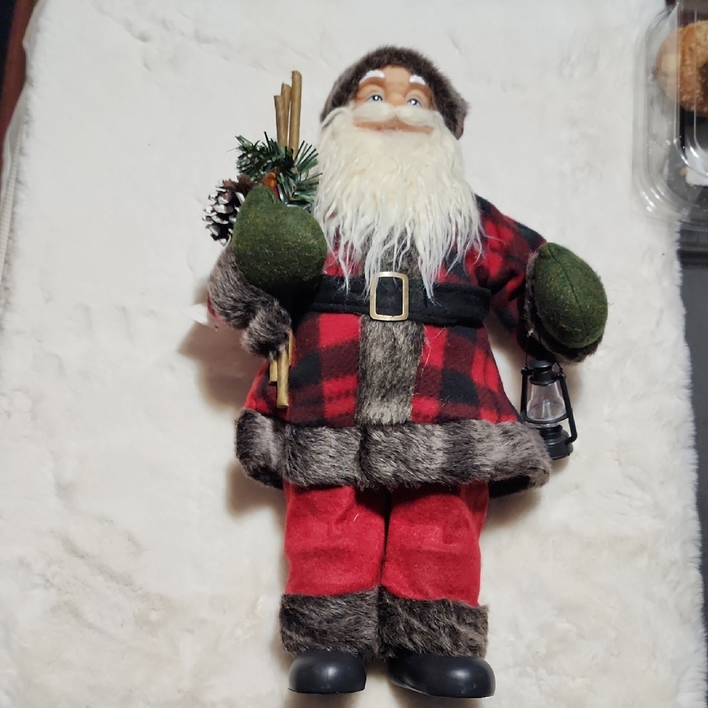 Festive Santa Claus Holiday Figurine - Red and Black. 19" Tall.